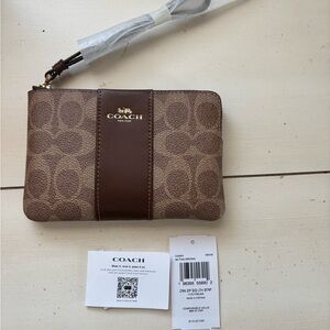 Coach Tan and Brown Signature Wristlet